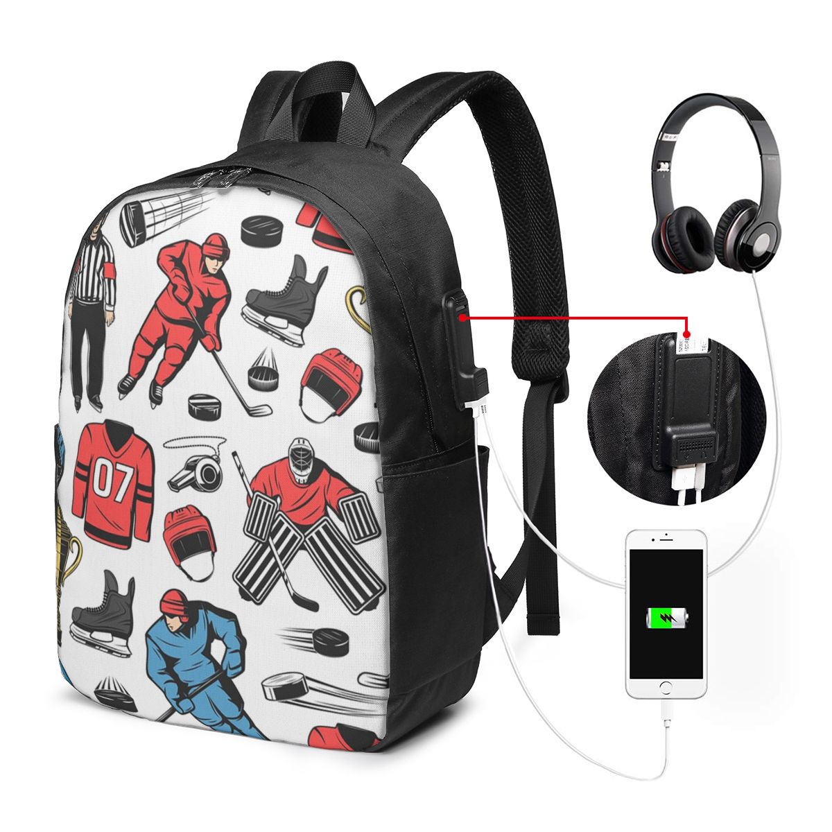 Women Bags For College - IJshockeyspelers op de ijsbaan Rugzak Reisnotebooktas