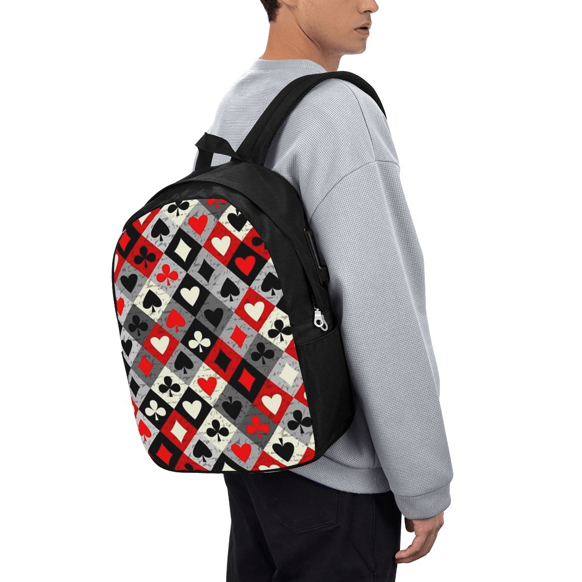 Woman In Bag - Speelkaarten Poker Print Rugzak Reisnotebooktas Computer