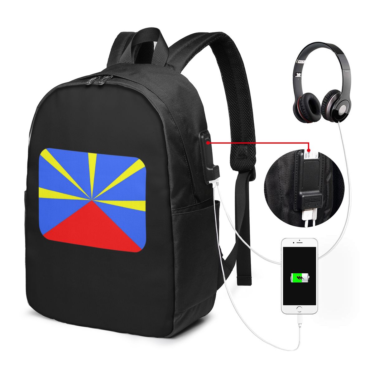 Women Bags For College - 974 Reunion Island Flag Rugzak Reisnotebooktas