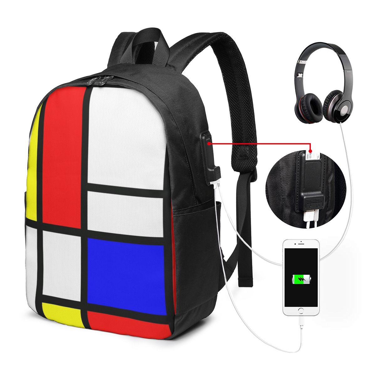 Piet Mondriaan Compositie Rugz - Woman In Bag recensie en prijs
